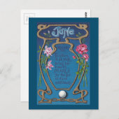 6月の誕生日 パールとバラ ポストカード (正面/裏面)