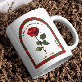 6月の誕生月フラワー（バラ）をモチーフにした名入れギフト コーヒーマグカップ