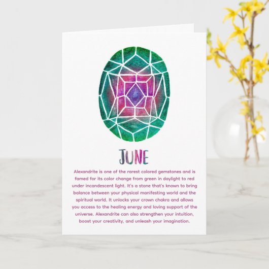 6月の誕生石アレキサンドライト誕生日水彩 カード (黄色い花)