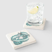 6月の誕生石龍：パール ストーンコースター (横)