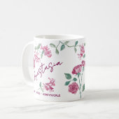 6月の誕生花カスタムネームローズ・スイカズラ コーヒーマグカップ (正面左)
