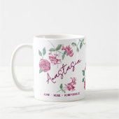 6月の誕生花カスタムネームローズ・スイカズラ コーヒーマグカップ (左)