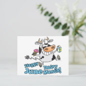 6月の酪おもしろい乳月漫画の牛 ポストカード (スタンド正面)