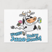 6月の酪おもしろい乳月漫画の牛 ポストカード (正面)