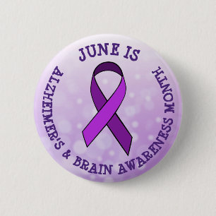 6月はAlzheimer及び頭脳の認識度月です 缶バッジ
