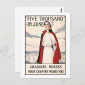 6月までに5000人のナース募集ポスター ポストカード (正面/裏面)