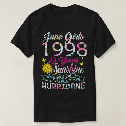 6月ガールズ1998誕生日23歳素晴らしSinc Tシャツ (デザイン正面)