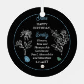 6月バラとハニーサックル誕生日記念 メタルオーナメント (裏面)