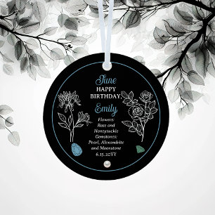 6月バラとハニーサックル誕生日記念 メタルオーナメント