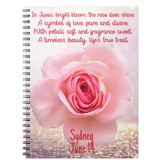 6月バラ誕生フラワースパイラルノート ノートブック (正面)