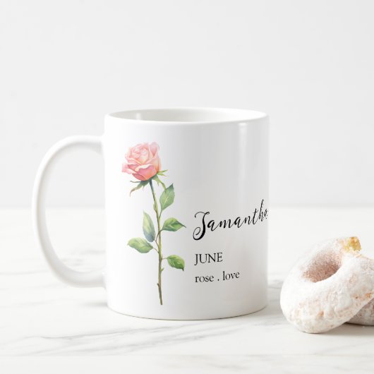 6月バラ誕生花月名ギフト コーヒーマグカップ (ドーナツ)