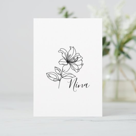 6月パーソナライズされたハニーサックル誕生花の贈り物 サンキューカード (スタンド正面)