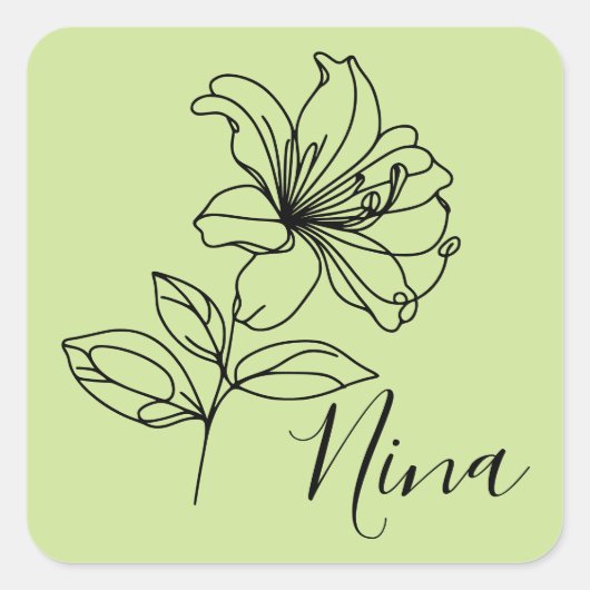 6月パーソナライズされたハニーサックル誕生花の贈り物 スクエアシール (正面)