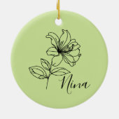 6月パーソナライズされたハニーサックル誕生花の贈り物 セラミックオーナメント (裏面)