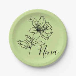 6月パーソナライズされたハニーサックル誕生花の贈り物 ペーパープレート