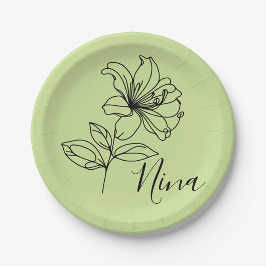 6月パーソナライズされたハニーサックル誕生花の贈り物 ペーパープレート (正面)