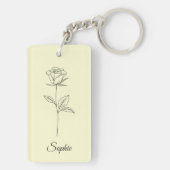 6月パーソナライズされた誕生フラワーバラキーチェーン キーホルダー (裏面)