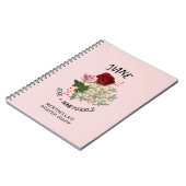 6月パーソナライズされた誕生月花祈りの言葉日記 ノートブック (左側)