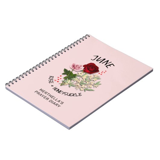6月パーソナライズされた誕生月花祈りの言葉日記 ノートブック (左側)