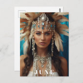 *~ 6月女性誕生日真珠AP53ボホ ポストカード (正面/裏面)