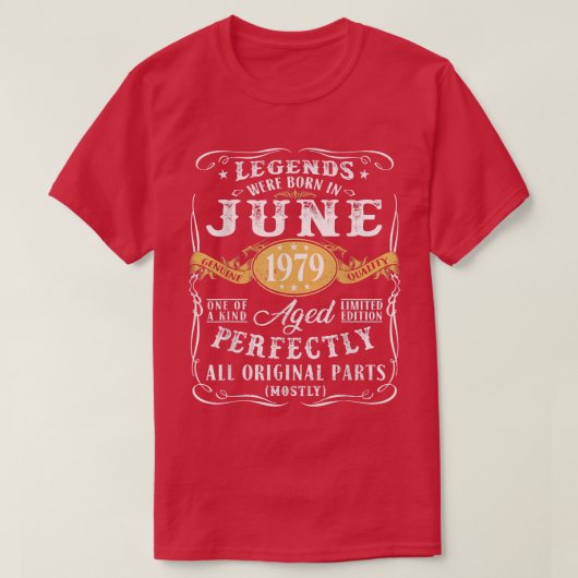 6月生まれの伝説たち 43歳の誕生日装飾 Tシャツ (デザイン正面)