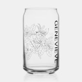 6月誕生フラワーハニーサックルと名前をカスタムする ガラス缶 (正面)