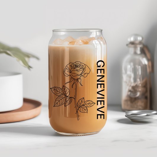 6月誕生フラワーバラと名前をカスタムする ガラス缶