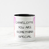 6月誕生フラワーバラピンクパープルラインアート マグカップ (中央)