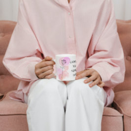 6月誕生フラワーバラピンクパープルラインアート マグカップ