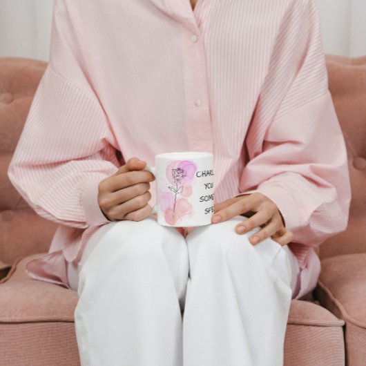 6月誕生フラワーバラピンクパープルラインアート マグカップ