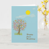 6月誕生日カードと太陽とクリエイティブツリー空白の カード (黄色い花)