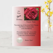 6月誕生日カード – バラとパール カード (黄色い花)