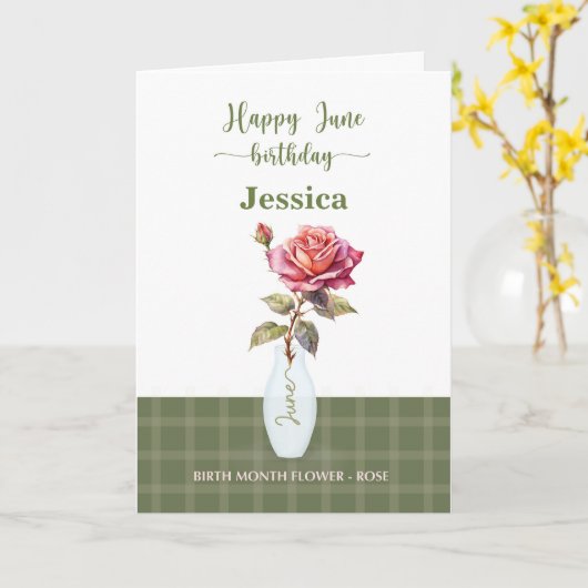 6月誕生日誕生月花バラ カード (黄色い花)