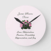 6月誕生月花バラ ラウンド壁時計 (正面)