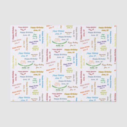 6月10日誕生日ティッシュペーパー 薄葉紙 (正面)