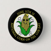 6月11日はコブの日の全国トウモロコシ 缶バッジ (正面)