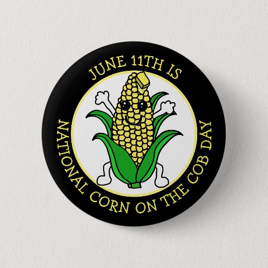 6月11日はコブの日の全国トウモロコシ 缶バッジ (正面)
