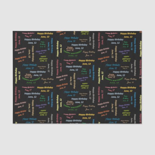 6月12日誕生日ティッシュペーパー 薄葉紙 (正面)