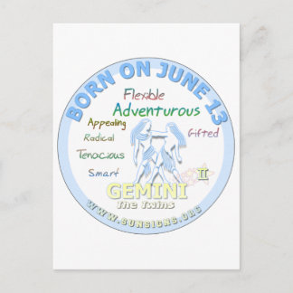 6月14日の誕生日-ジェミニ ポストカード