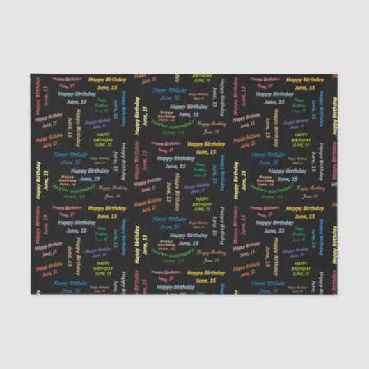 6月15日誕生日ティッシュペーパー 薄葉紙 (正面)