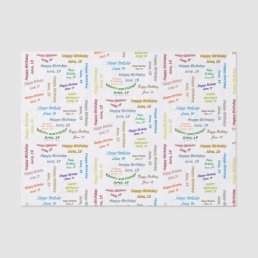 6月19日誕生日ティッシュペーパー 薄葉紙 (正面)