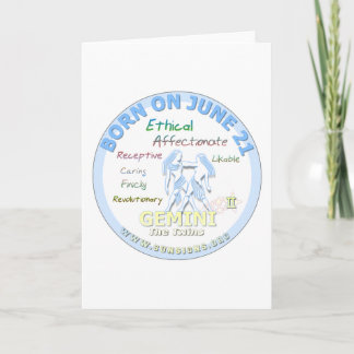 6月21日の誕生日 – ジェミニ カード
