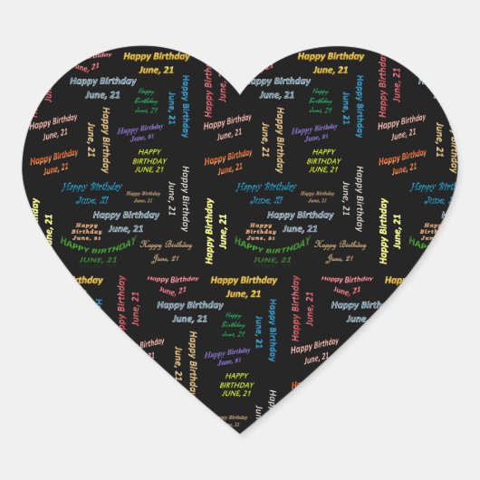 6月21日誕生日シール ハートシール (正面)