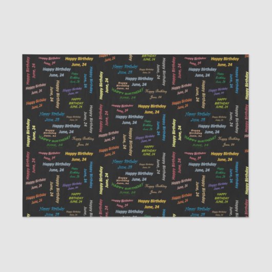 6月24日誕生日ティッシュペーパー 薄葉紙 (正面)