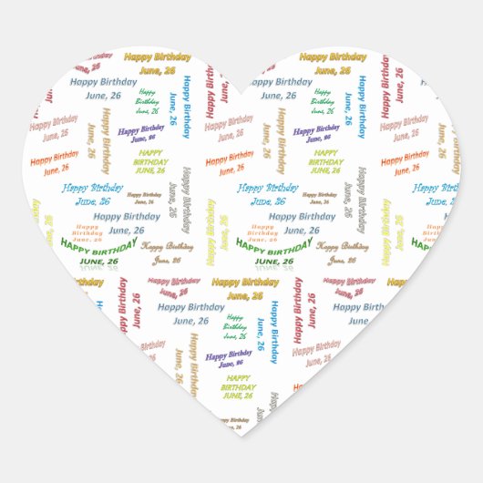 6月26日誕生日シール ハートシール (正面)