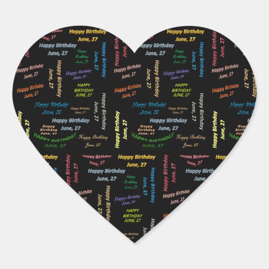 6月27日誕生日シール ハートシール (正面)