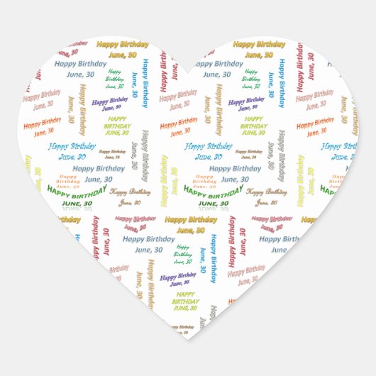 6月30日誕生日シール ハートシール (正面)