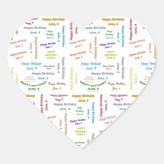 6月4日誕生日シール ハートシール (正面)