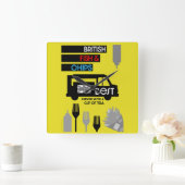 6月4日 – 魚とチップの日 スクエア壁時計 (ホーム)