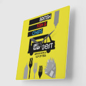 6月4日 – 魚とチップの日 スクエア壁時計 (傾斜)